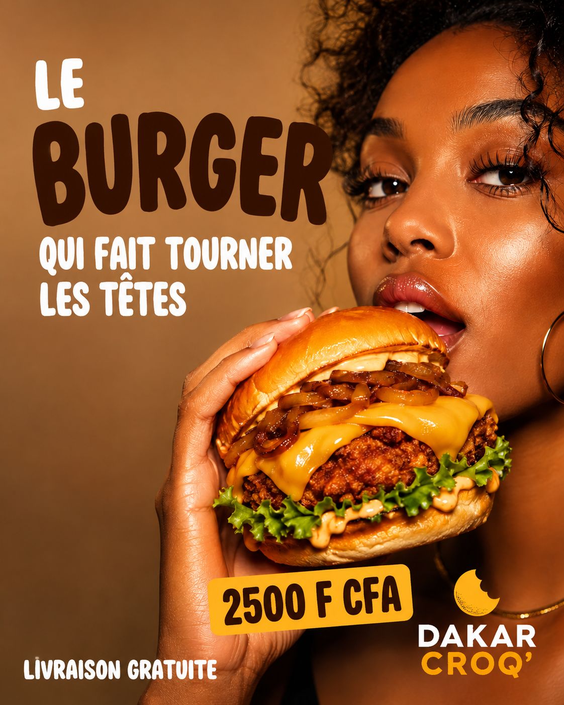 Affiche produit : Le Burger · Dakar Croq'