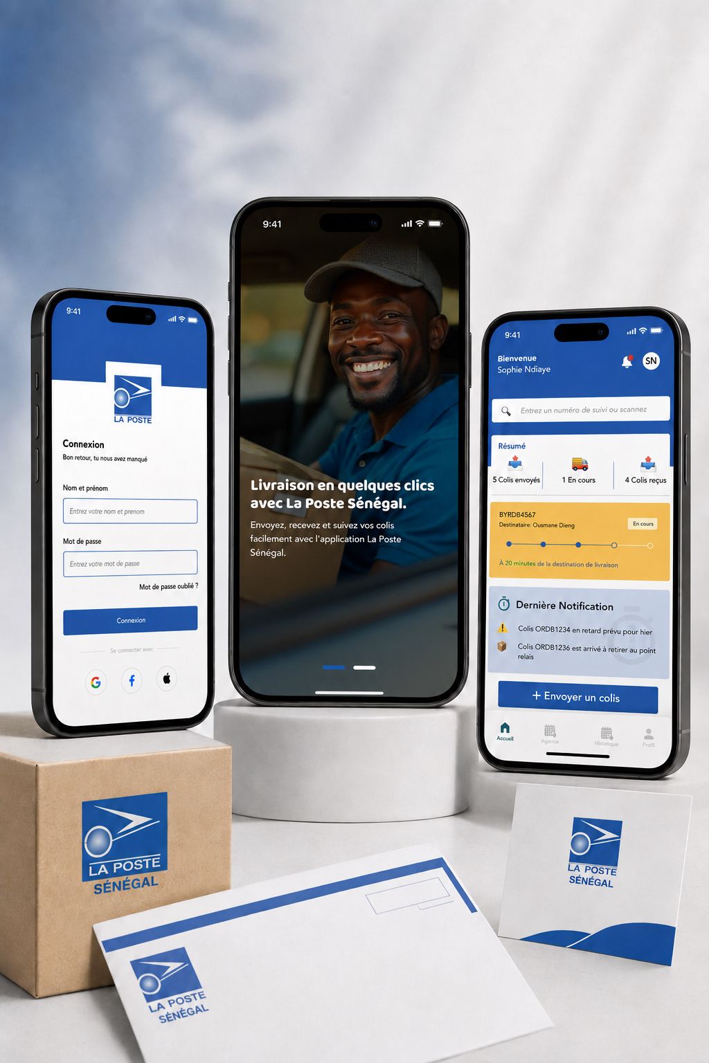 Écrans clés de l'application · La Poste Sénégal