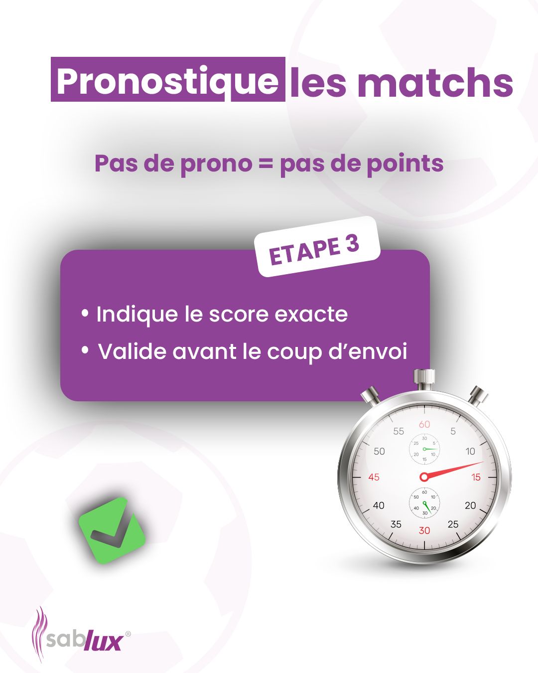 Étape 1, rejoindre la compétition · Sablux